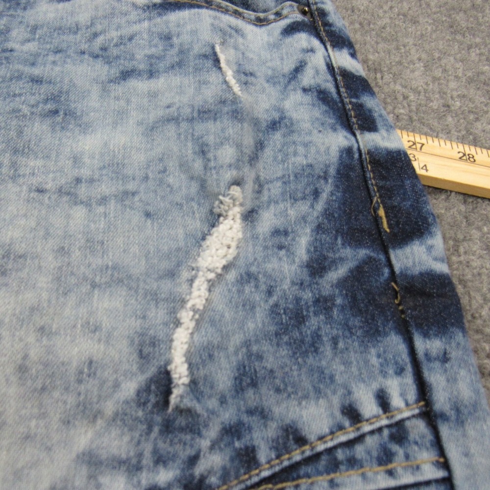Southpole Jean Shorts Mens 46 Acid Wash Moto Biker Distressed Denim Streetwear - Picture 11 of 16